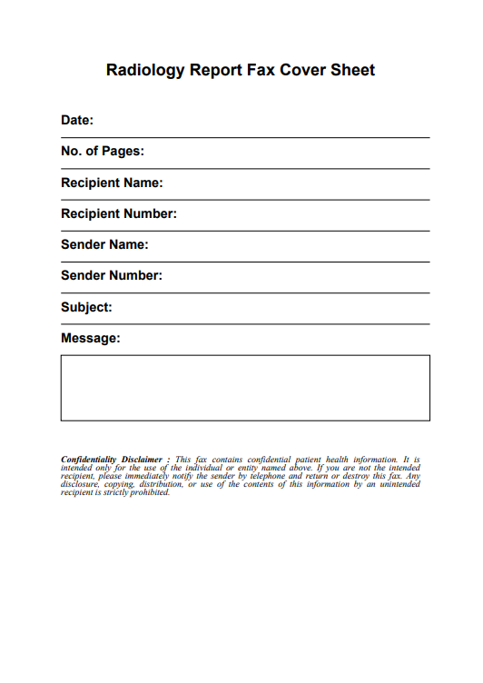Radiology Report Fax Cover Sheet