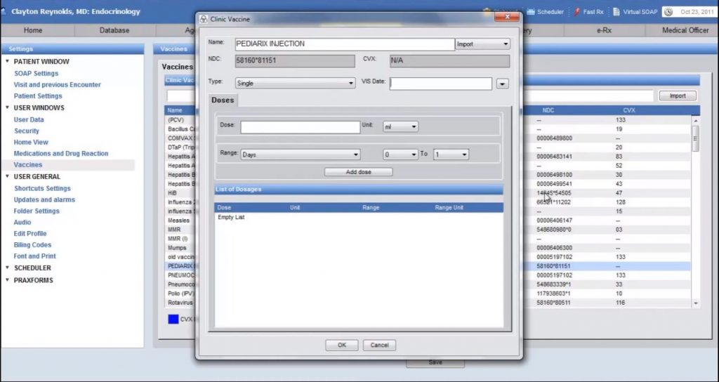 Screenshot showing Praxis emr dashboard