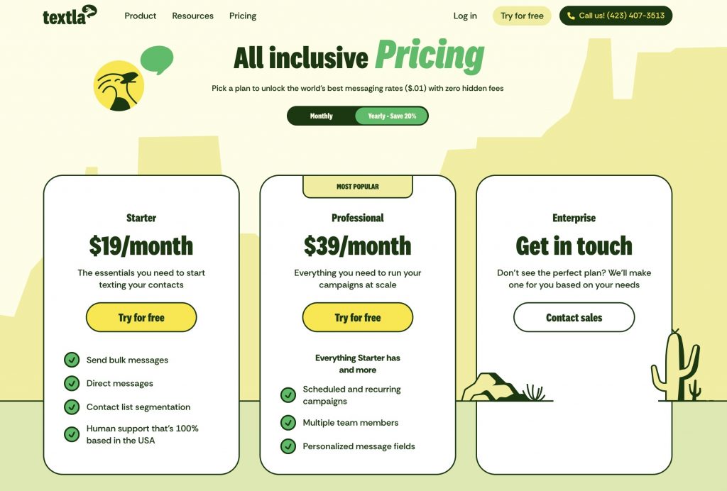 Textla Annual Pricing Plans
