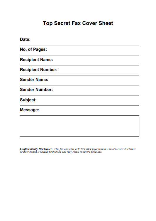 Top Secret Fax Cover Sheet