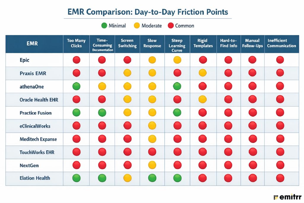 image showing top EMR Comparison on the Basis of Day-to-Day Friction Points