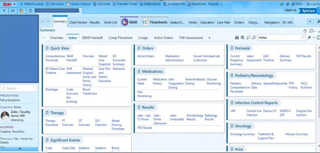 epic emr software screenshot