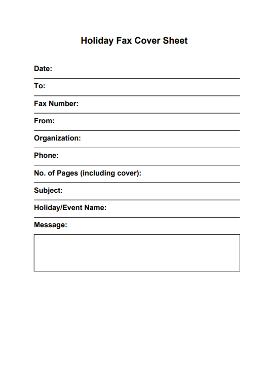 Holiday Fax Cover Sheet
