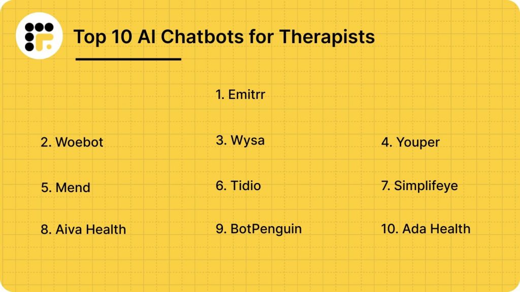 Top 10 AI Chatbots for Therapists