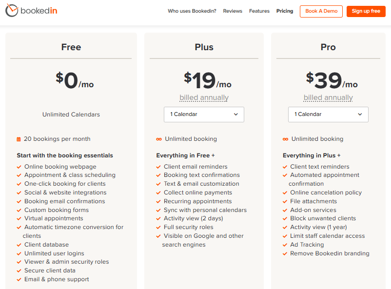 image showing bookedin pricing screenshot