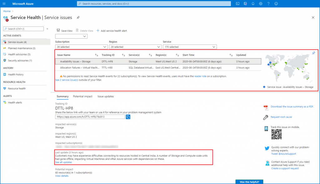microsoft health azure dashboard