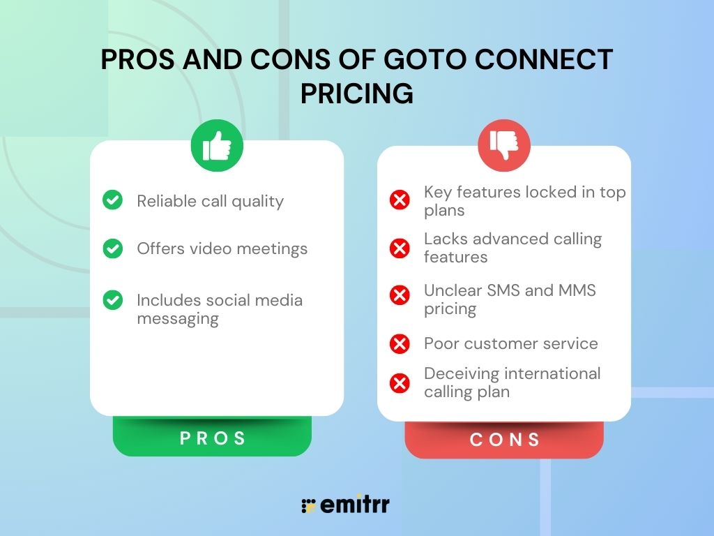 Pros and Cons of Goto connect Pricing