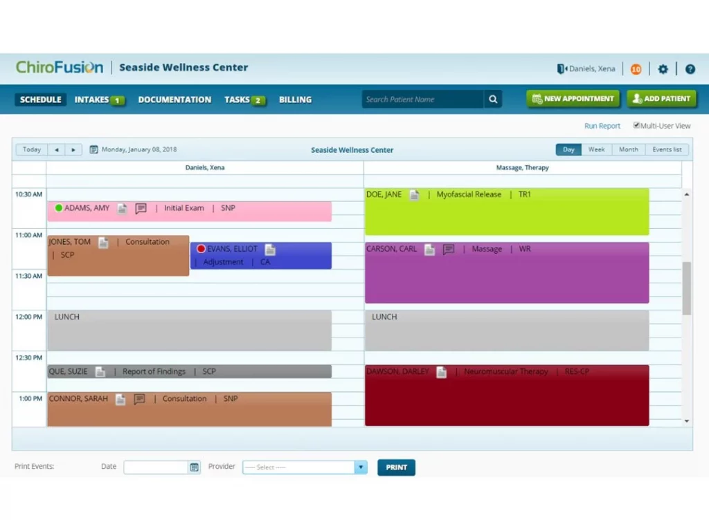 ChiroFusion dashboard