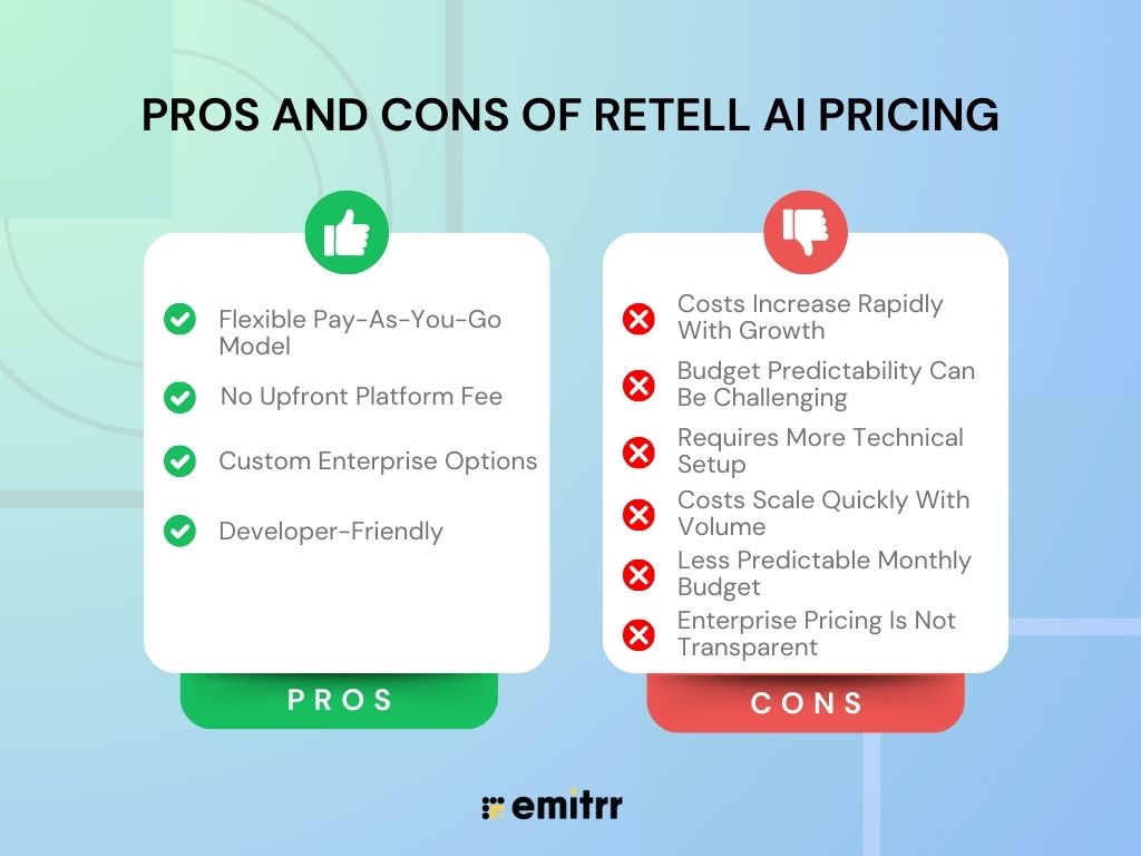 Pros and Cons of Retell AI Pricing