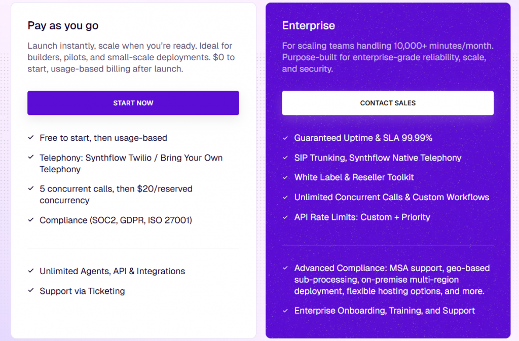 synthflow ai pricing