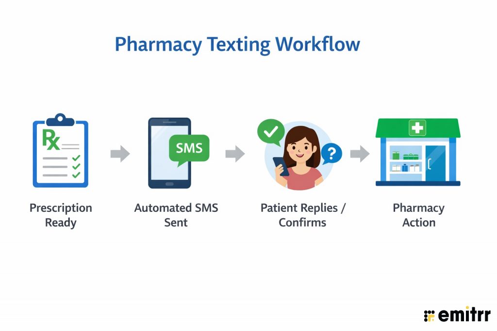 infographic explaining pharmacy texting workflow