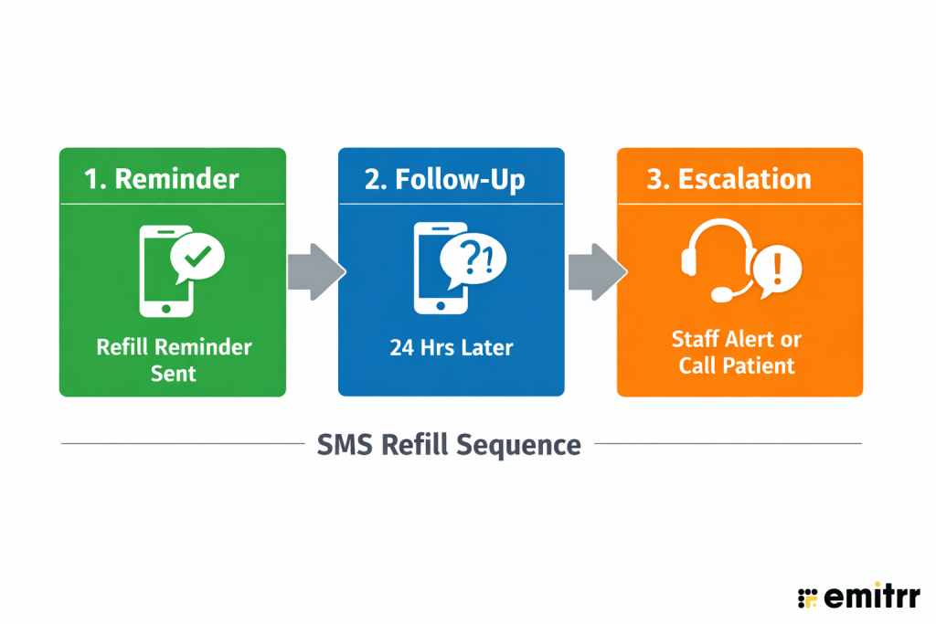 infographic showing sms refill sequence