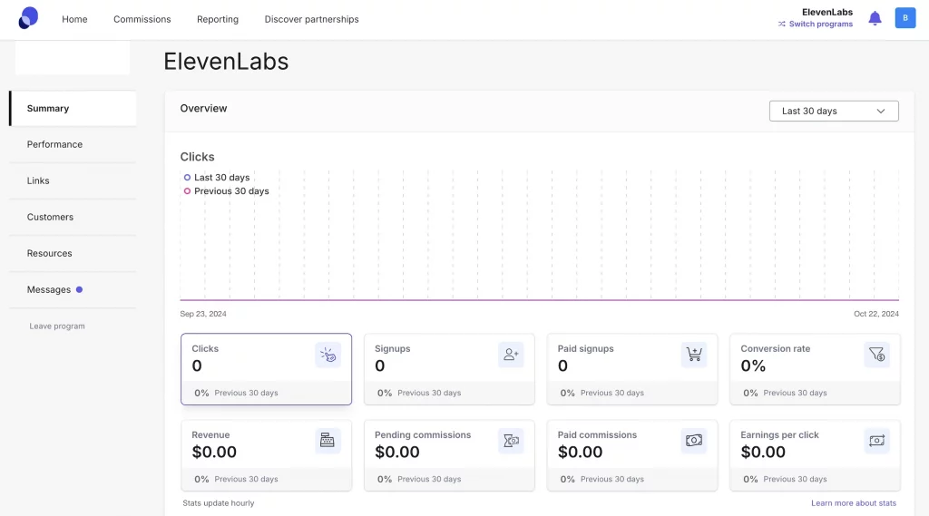 ElevenLabs dashboard