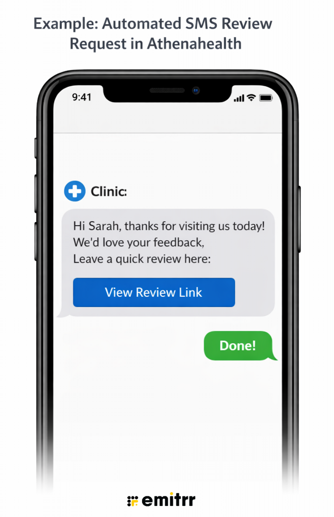 automate sms review request in athenahealth