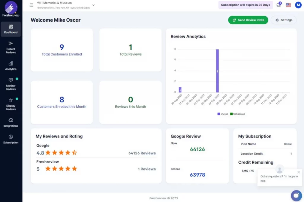freshreview dashboard 