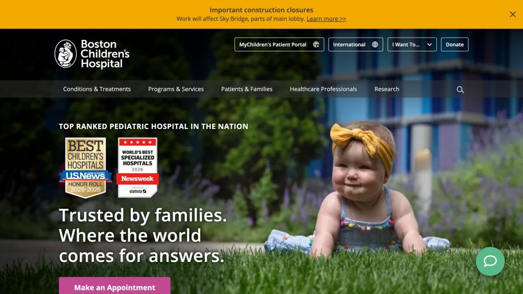 Boston Children's Hospital Homepage