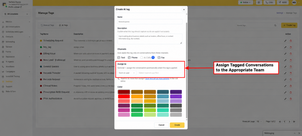 team assignment in ai tags dashboard