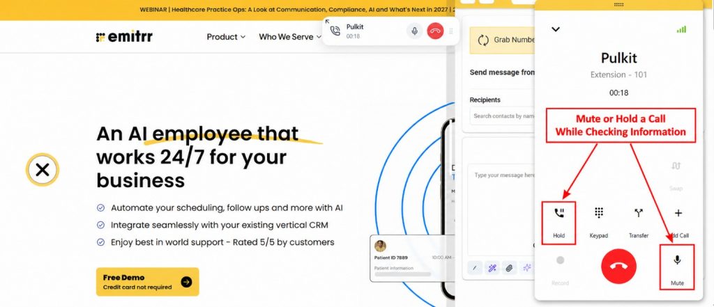 Mute/Hold on Call With the Emitrr Chrome Extension