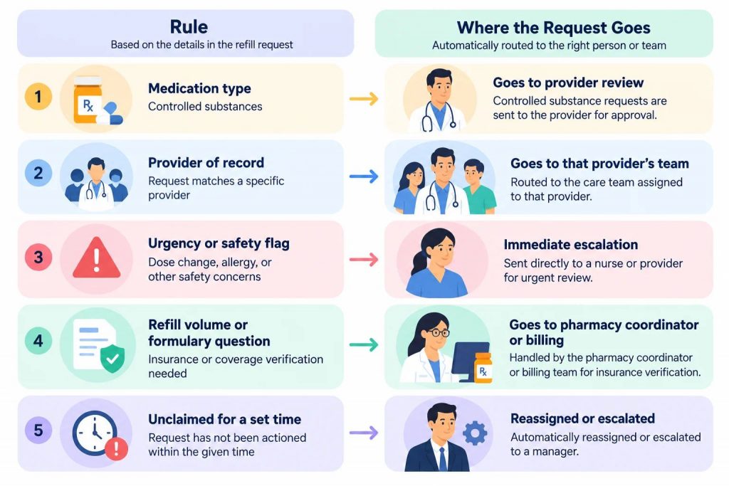 Prescription process routing rules