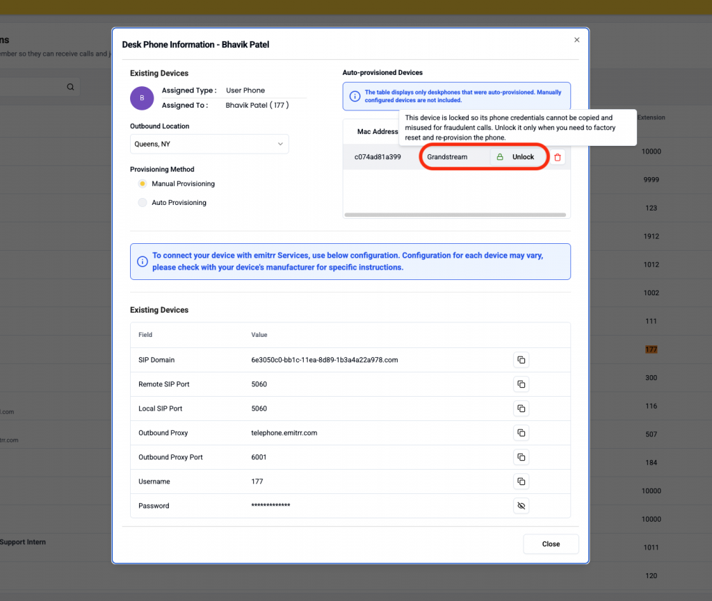 Re-Provision the Phone for the Correct User and Extension