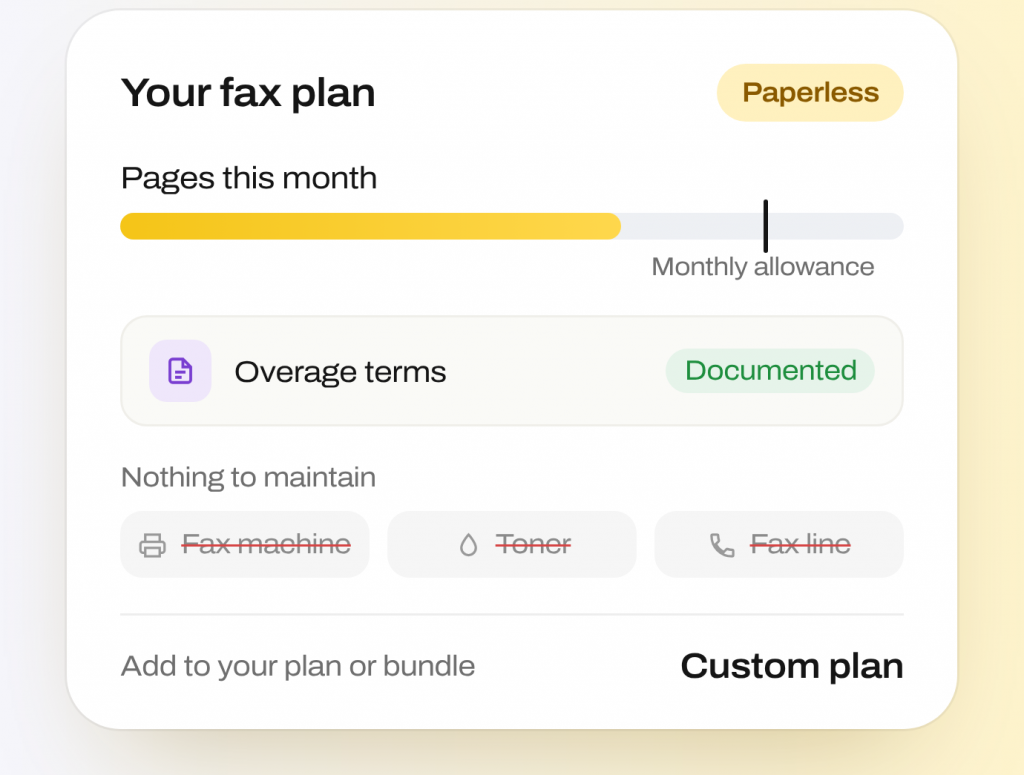 Fax Plans With Clear Page Allowances